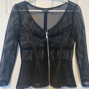 Bebe Peplum Mesh Zip top